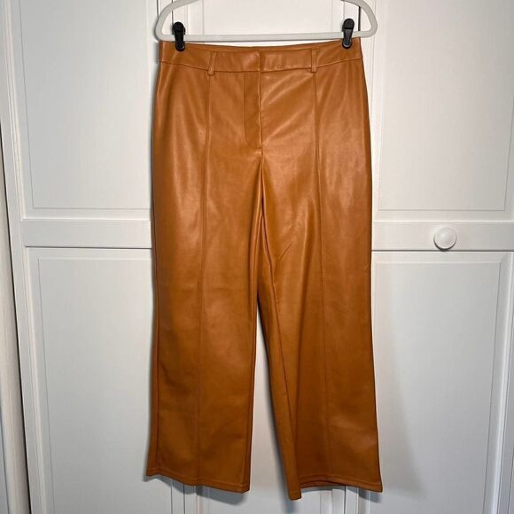 7 For All Mankind Camel Faux Leather Lined Front Stitched Leather PantSize Large - Picture 4 of 14